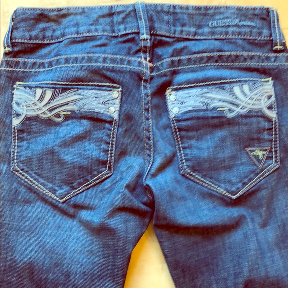Guess premium dark jeans boot leather stretch 27